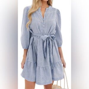 Blue Striped Women's Dress, Size Medium